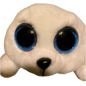 TY Beanie Boos ICY Plush Stuffed Animal White Seal Toy Glitter Blue Eyes 2015